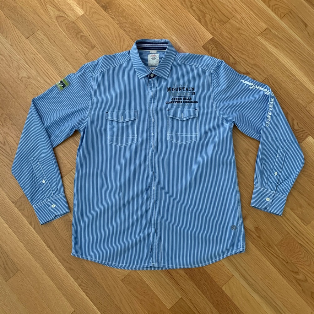 S Oliver Embroidered Long Sleeve Button Down Shirt